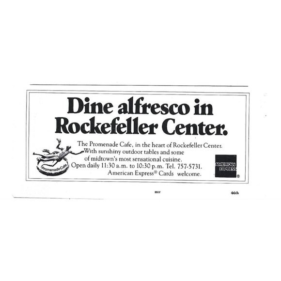 Rockefeller Center Promenade Cafe American Express ADVERT 1970s Print Ad 9 in - Picture 1 of 2